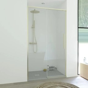 Porta doccia scorrevole L 200-100 cm x H 200 cm per nicchia in vetro trasparente SP. 8 mm, profilo dorato, serie Fit