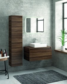 Composizione bagno sospesa 80cm mobile colonna e specchio led - KAMALU