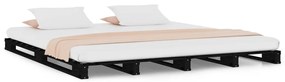 Letto a Pallet Nero 135x190 cm Double Legno Massello di Pino