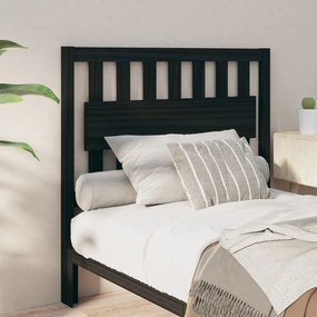 Testiera Per Letto Nera 105,5x4x100cm İn Legno Massello Di Pino /
