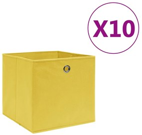 325225 Vidaxl Storage Boxes 10 Pcs Non-woven Fabric 28x28x28 Cm Yellow /