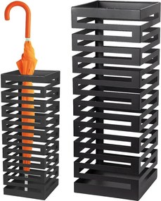 Portaombrelli in Metallo Design Moderno Porta Ombrelli Quadrato Stand Nero...