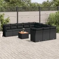 Set Divani da Giardino 12 pz con Cuscini Nero in Polyrattan 3223906