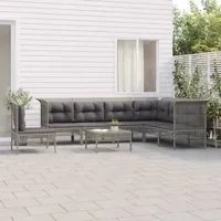 Set Divani da Giardino 8 pz con Cuscini in Polyrattan Grigio 3187529