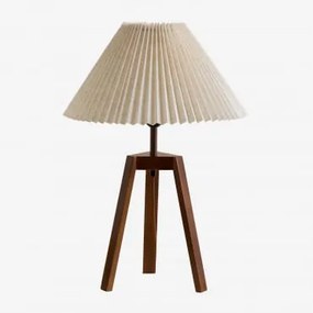 Lampada da tavolo in lino e legno Vivaldo Legno Scuro - Sklum