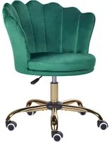 Sedia da ufficio in velluto di colore verde con base girevole altezza regolabile elegante moderna