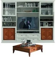 Parete attrezzata porta tv classica legno bianco e noce 300x46x240