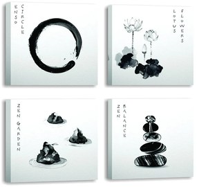 Quadri in set di 4 pezzi 30x30 cm Japanese Zen - Wallity