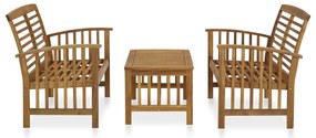 Set Divani da Giardino 3 pz in Legno Massello di Acacia