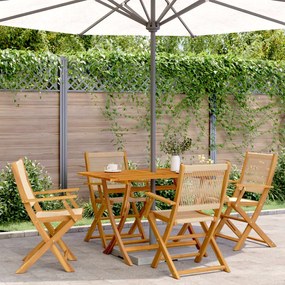 Set pranzo da giardino 5 pz beige polipropilene/ legno massello