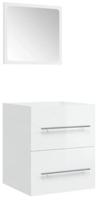 Mobile da bagno con specchio bianco lucido 41x38,5x48 cm