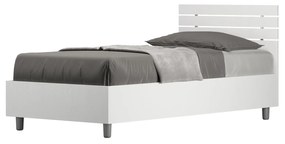Letto singolo 80x200 testata dritta con doghe Ankel, Bianco Frassino / Contenitore