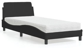 Letto Con Materasso Nero 90x190 Cm İn Velluto /