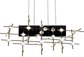 Lampada a sospensione molecular 30 lt, nera con oro, led 3000k 72w,...