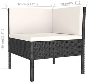 Set Divani da Giardino 14 pz con Cuscini in Polyrattan Nero