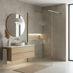 Parete doccia Rea Flexi Transparent / Brush Gold 100