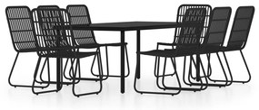 Set da pranzo per giardino 9 pz con cuscini nero