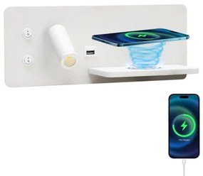 Immax 08285L-LED Applique con ripiano, USB e ricarica wireless LED/3W/230V + LED/3W