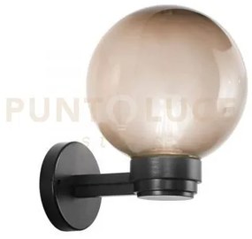 Applique polly sfera grigia montatura nera 1 luce attacco e27 ip44 ...