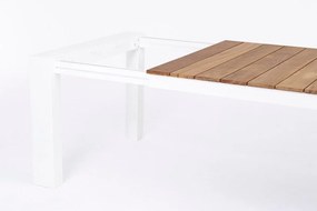 Tavolo allungabile CAMERON in alluminio bianco e legno teak 253&#215;110 cm &#8211; 384&#215;110 cm