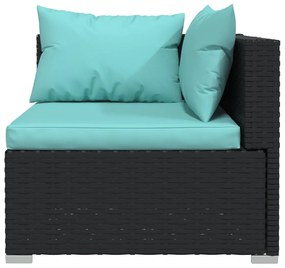 Set divani da giardino 13 pz con cuscini in polyrattan nero