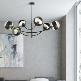 Plafoniera Contemporaneo Oceano Acciaio Nero 6 Luci E14 Ip20