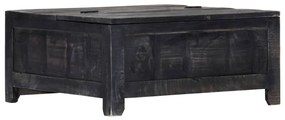 Tavolino da caffè nero 65x65x30cm in legno massello di mango