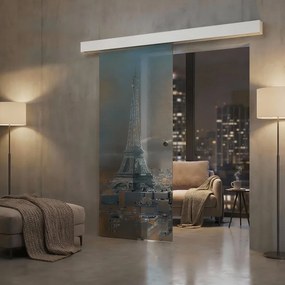 Porta scorrevole sinistra Eiffel in vetro multicolore, L 88 x H 215 cm, con binario Meli
