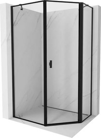 Mexen Mist cabina doccia pentagonale asimmetrica a battente destra 80 x 100 cm, cornice nera, nera - 8A8-080-100-70-70-P