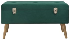 Panca con vano portaoggetti 80 cm verde in velluto