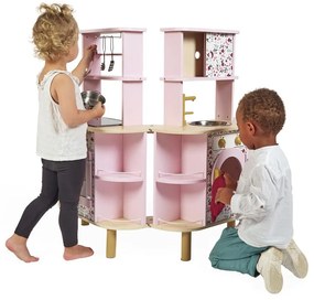 Cucina in legno per bambini double-face con lavatrice - Twist