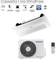 Climatizzatore Condizionatore Samsung Cassetta WindFree 1 Via Slim 12000 Btu AC035RN1DKG R-32 Wi-Fi Optional con Pannello e Telecomando Incluso