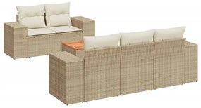 Set divano da giardino 6 pz con cuscini beige in polyrattan