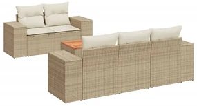 Set divano da giardino 6 pz con cuscini beige in polyrattan