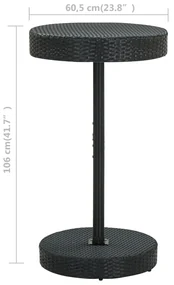 Tavolo da giardino nero 60,5x106 cm in polyrattan