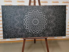 Quadro su tela – Mandala vintage in stile indiano in bianco e nero