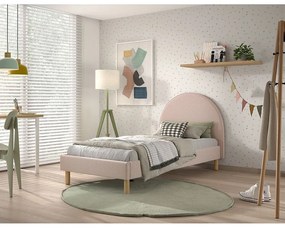 Letto singolo imbottito rosa con griglia 90x200 cm MOON - Vipack