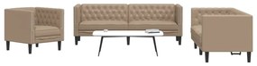 Set Divani Chesterfield 3pz Cappuccino İn Similpelle /