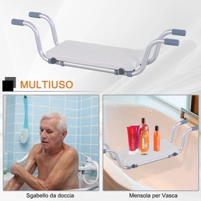 Sedile per Vasca da Bagno Regolabile in Larghezza in Alluminio Bianca...