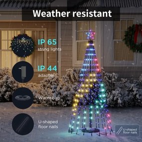 Govee-LED RGBIC Albero di Natale con stella LED/15W/230V IP65 1,8m Matter Wi-Fi