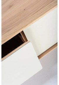 Mobile TV bianco-color legno naturale in legno di quercia 160x48 cm Fina - Gazzda