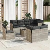 Set Divano da Giardino 9pz con Cuscini Grigio Chiaro Polyrattan 3217942