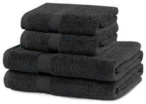 Set di asciugamani per viso e corpo tipo terry grigio scuro in cotone 4 pz Marina – Restilo