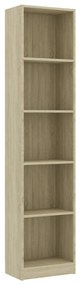 Libreria 5 ripiani rovere sonoma 40x24x175 cm legno multistrato