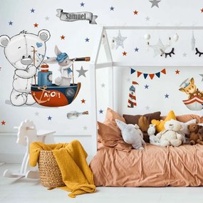 Adesivi da parete per ragazzi - Orso e piccoli marinai | Inspio