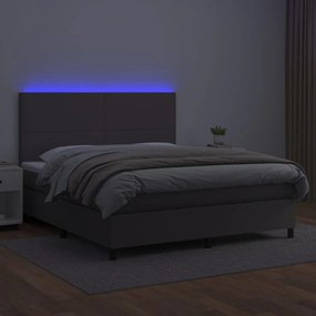 Giroletto molle con materasso e led grigio 180x200cm similpelle