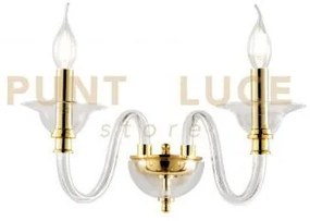 Applique tebe 2 luci trasparente e oro attacco e14 l.35cm