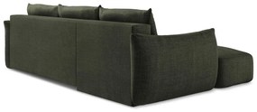 Divano angolare verde allungabile (con penisola a sinistra/con chaise lounge) Leila – Makamii