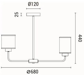 Lampadario a sospensione con supporto rigido 6xE27/60W/230V
