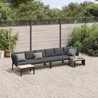 Set Divani da Giardino 4 pz con Cuscini in Alluminio Nero 3283697